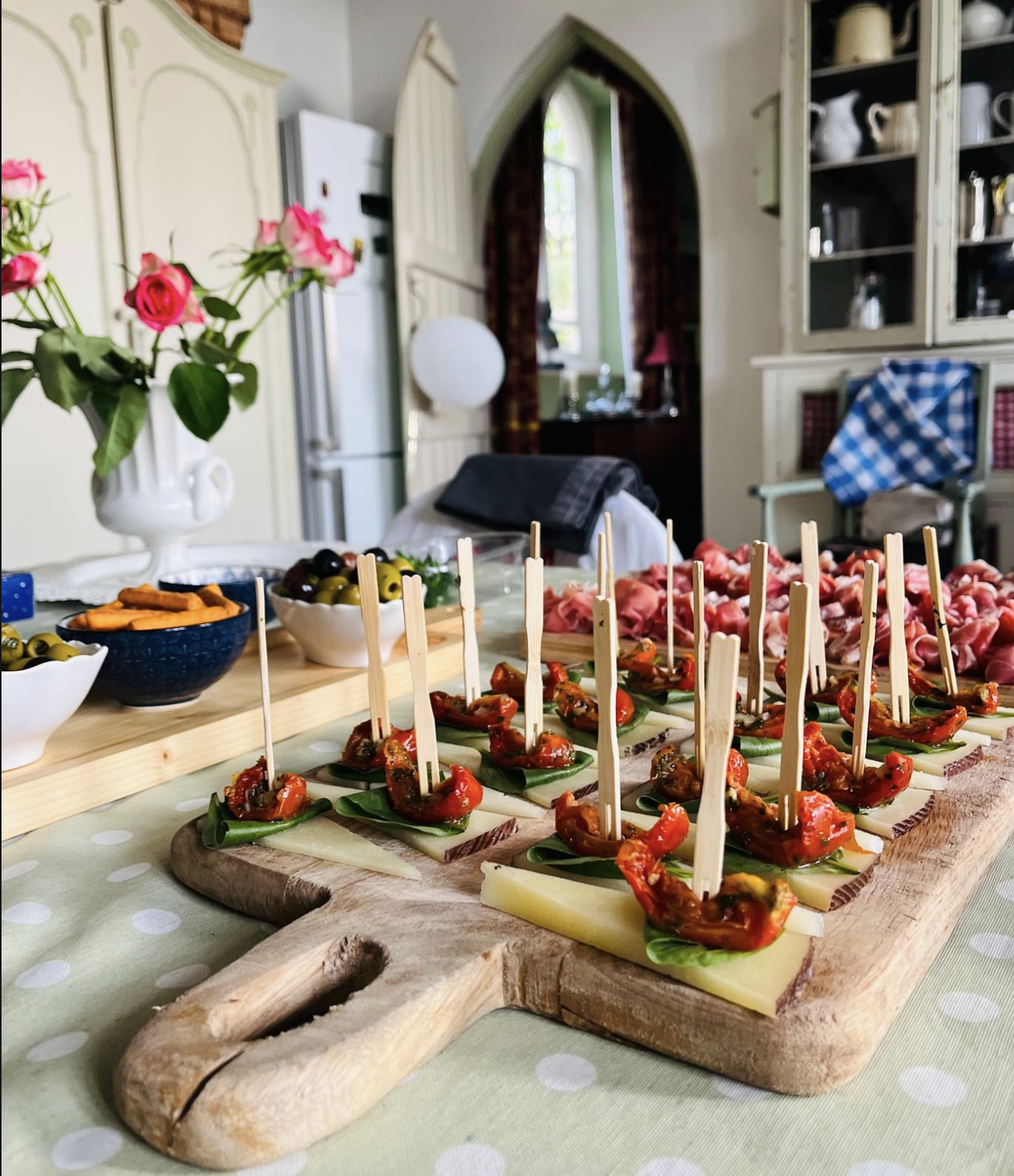 Canapé preparation in the kitchen