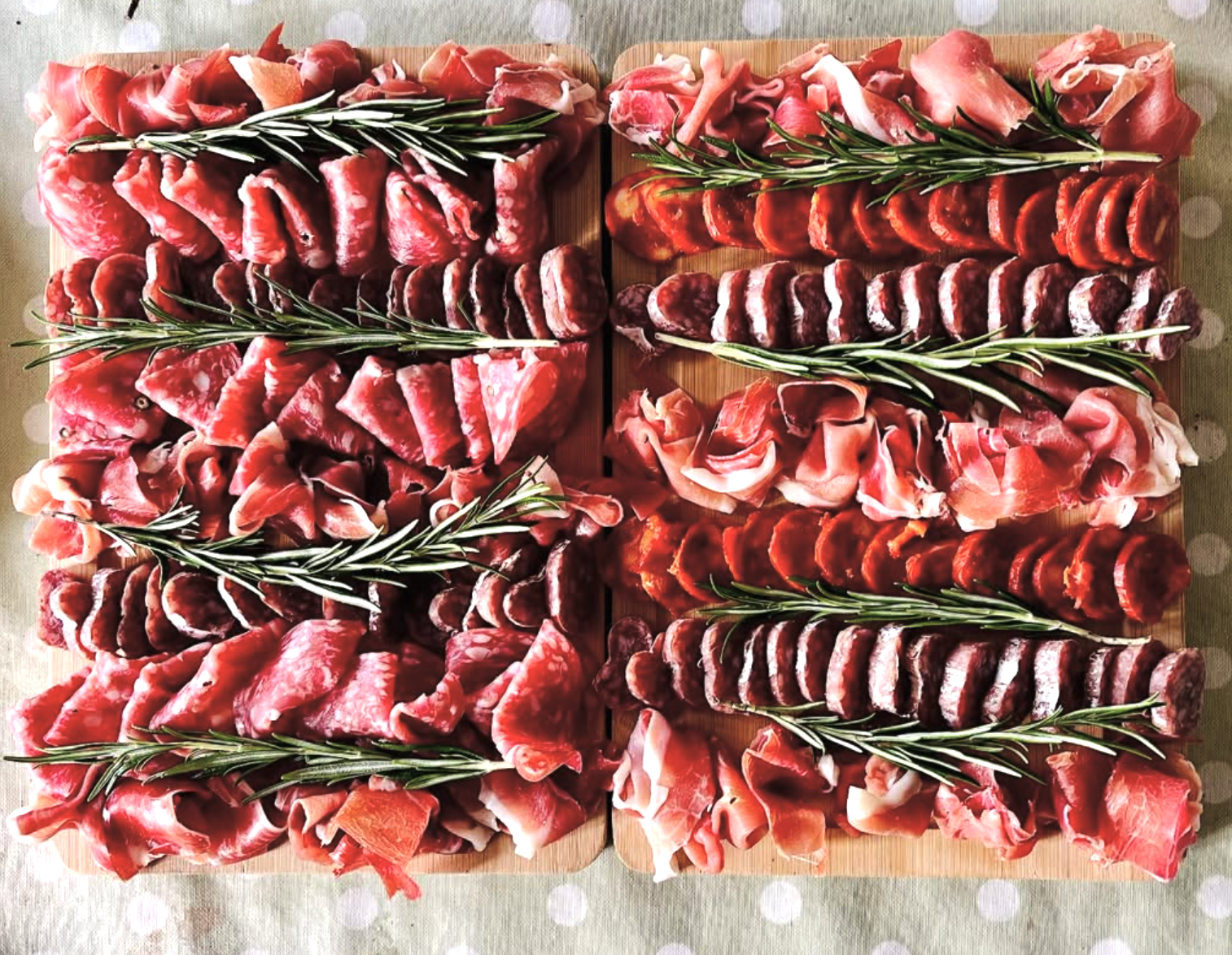 Artisan charcuterie boards with rosemary