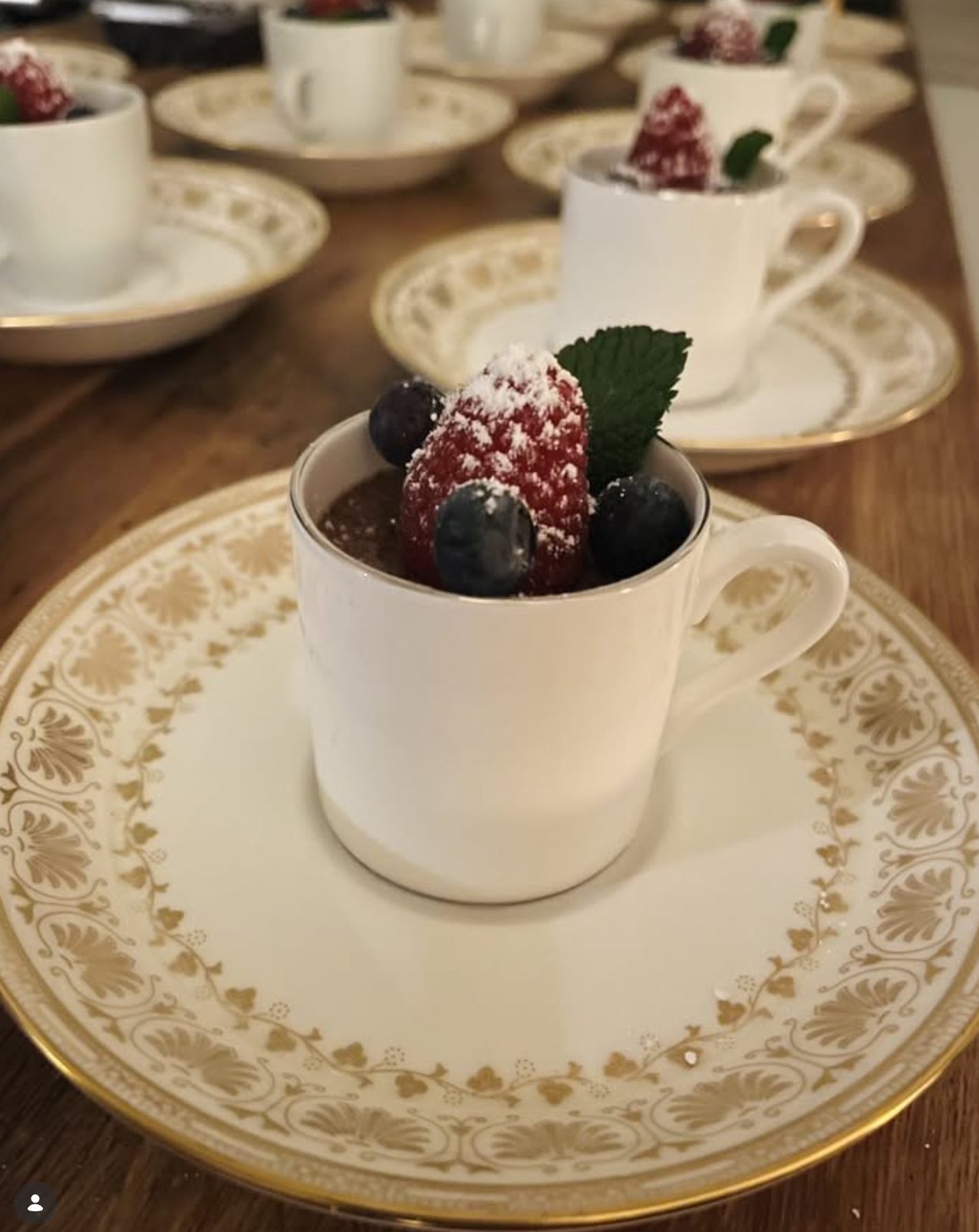 Chocolate pots with seasonal berries