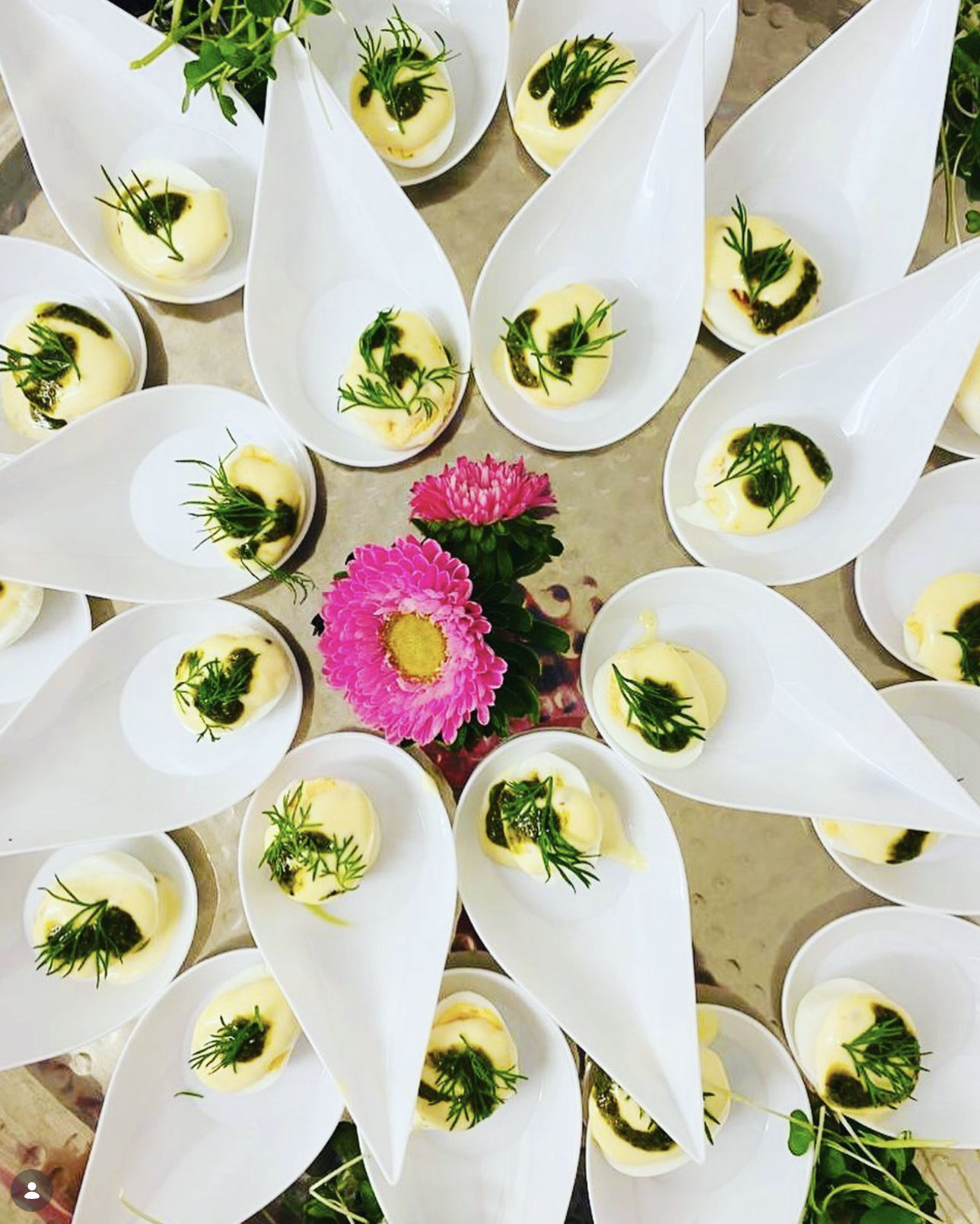 Individual mousse servings in teardrop spoons